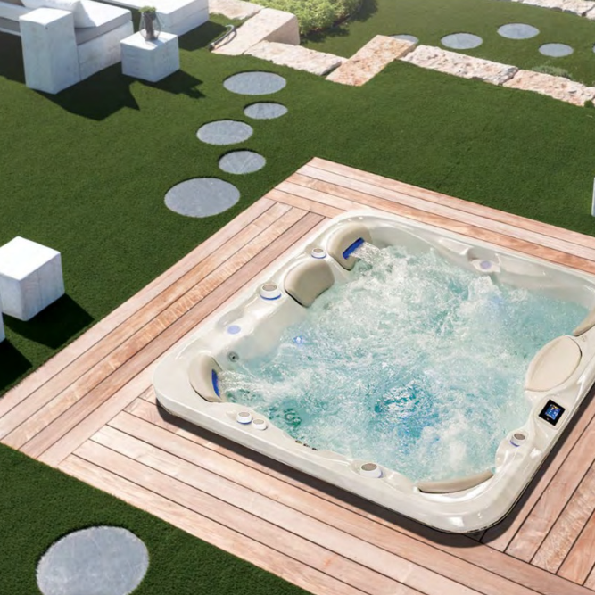 Model Signature 799 jedina je dvostruka ležeća kada s kapacitetom do osam osoba, idealna za opuštanje i druženje. Opremljena je s dvije hidroterapijske pumpe, ergonomskim sjedalima i ležaljkama oblikovanim za maksimalnu udobnost.

Ova luksuzna kada sadrži 64 prilagodljive terapeutske mlaznice, LED osvjetljenje u više boja i napredni sustav filtracije Self-Cleaning™ koji osigurava čistu vodu uz minimalno održavanje.